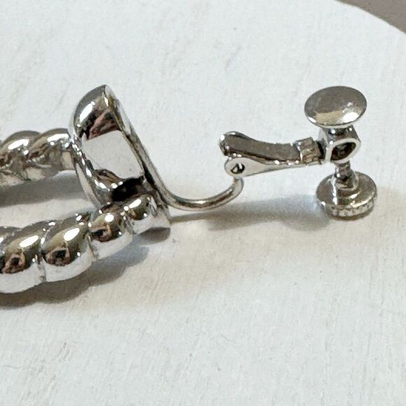 Napier Vintage Twisted Door Knocker Style Screw back Clip Earrings Silver Tone - Picture 5 of 9